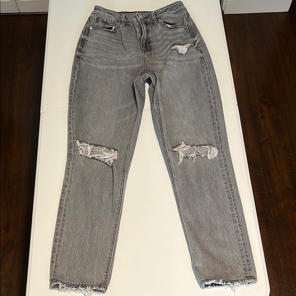 American Eagle Outfitters Gray Straight Leg Jeans Mom Jeans-Size 2